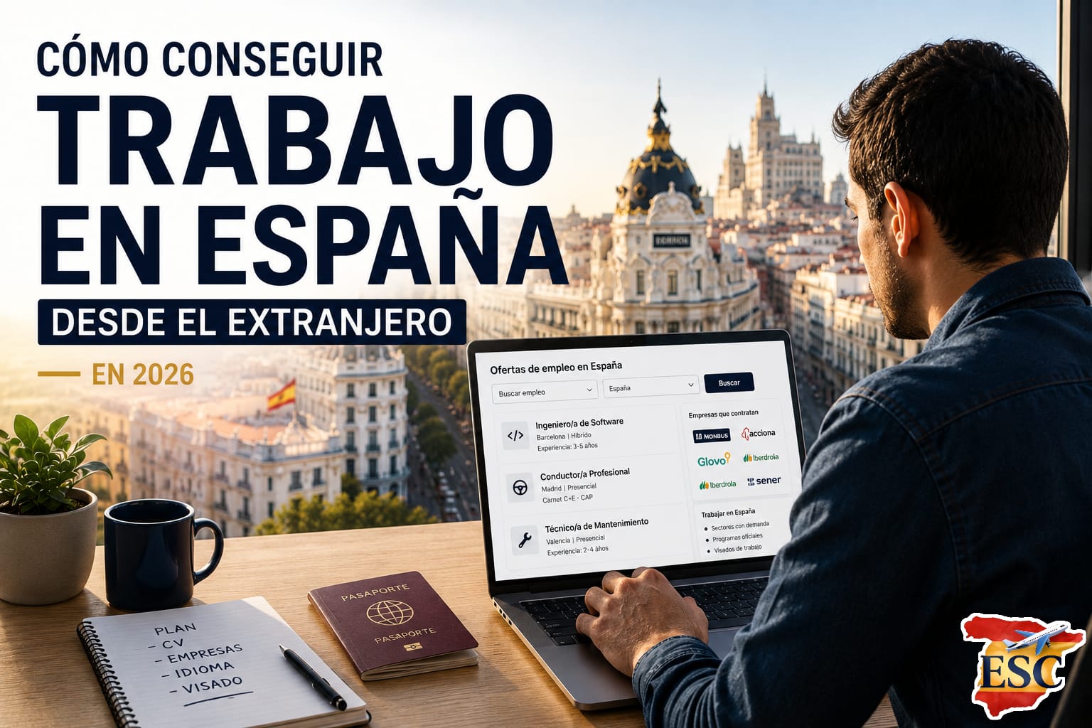 CÓMO CONSEGUIR TRABAJO EN ESPAÑA DESDE EL EXTRANJERO EN 2026: EMPRESAS, SECTORES Y VÍAS REALES